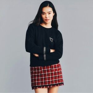 Anthropologie Maeve Brooch Embellished Sweatshirt